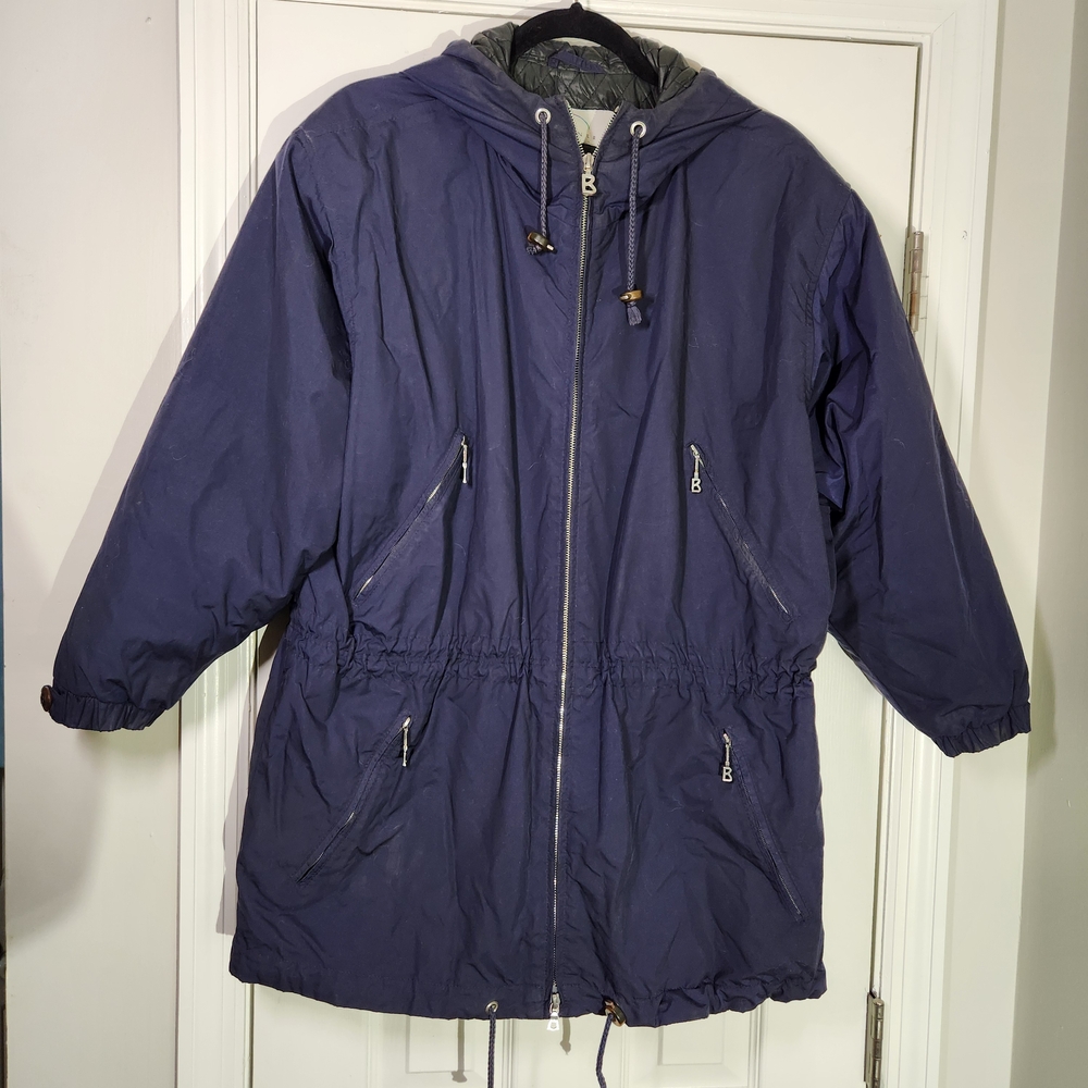 Bogner Ski Snowboard Jacket Coat Hooded Navy Blue Womens Size 10